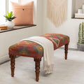 🌿🤍 Boho Upholstered Storage Bench – Rustic Accent Ottoman for Bedroom & Entryway