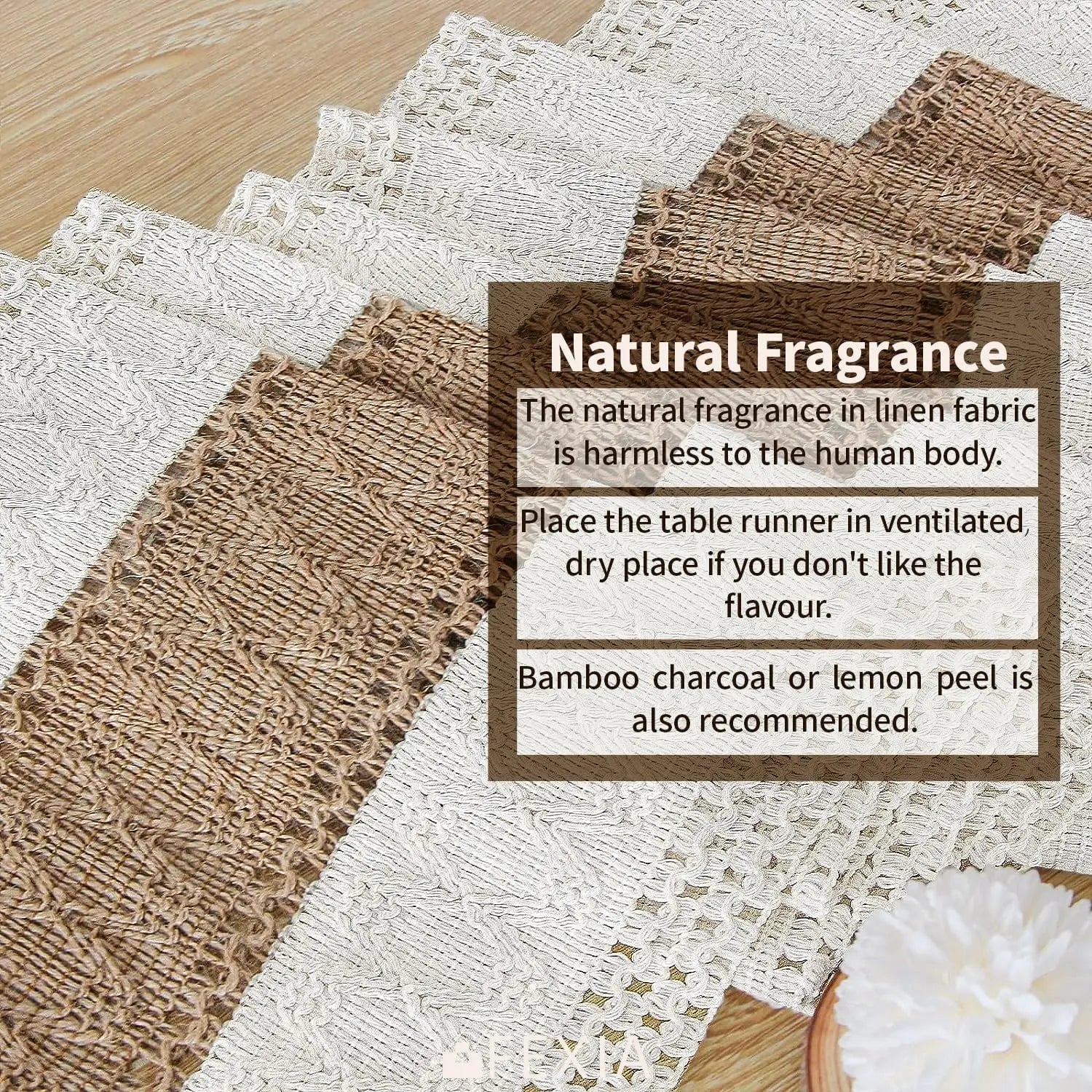 🌿🤍 Boho Linen Table Runner – Rustic Macramé Tassel Dining Table Linen
