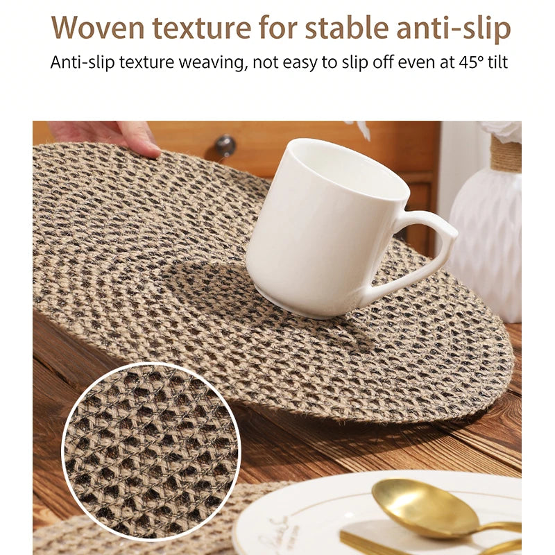 🌿🤍 Handwoven Jute Round Placemats – Boho Farmhouse Table Mats (Set)