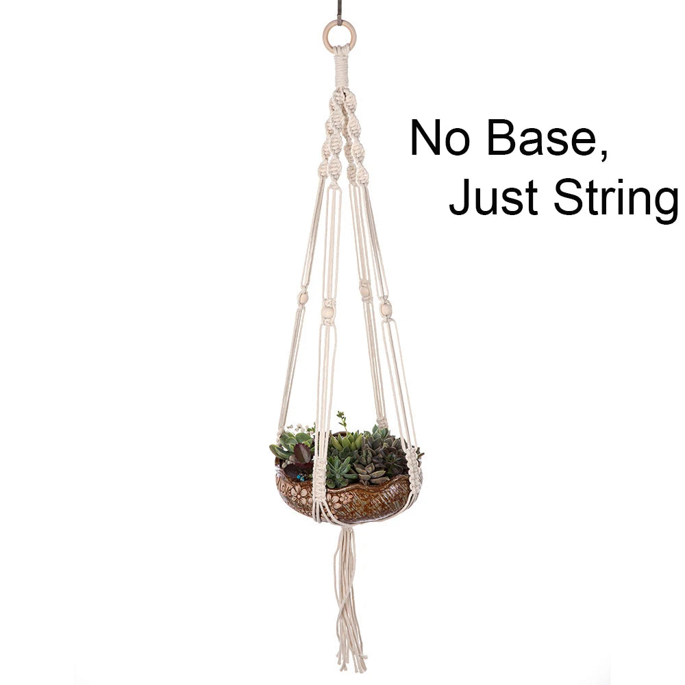 🌿🪴 Boho Macramé Plant Hanger – Handwoven Cotton Rope Hanging Planter