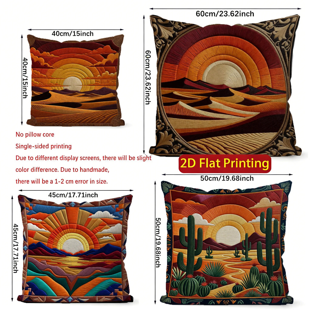 🌅🌿 Desert Sunset Boho Pillow Cover – Southwestern Decorative Throw Cushion