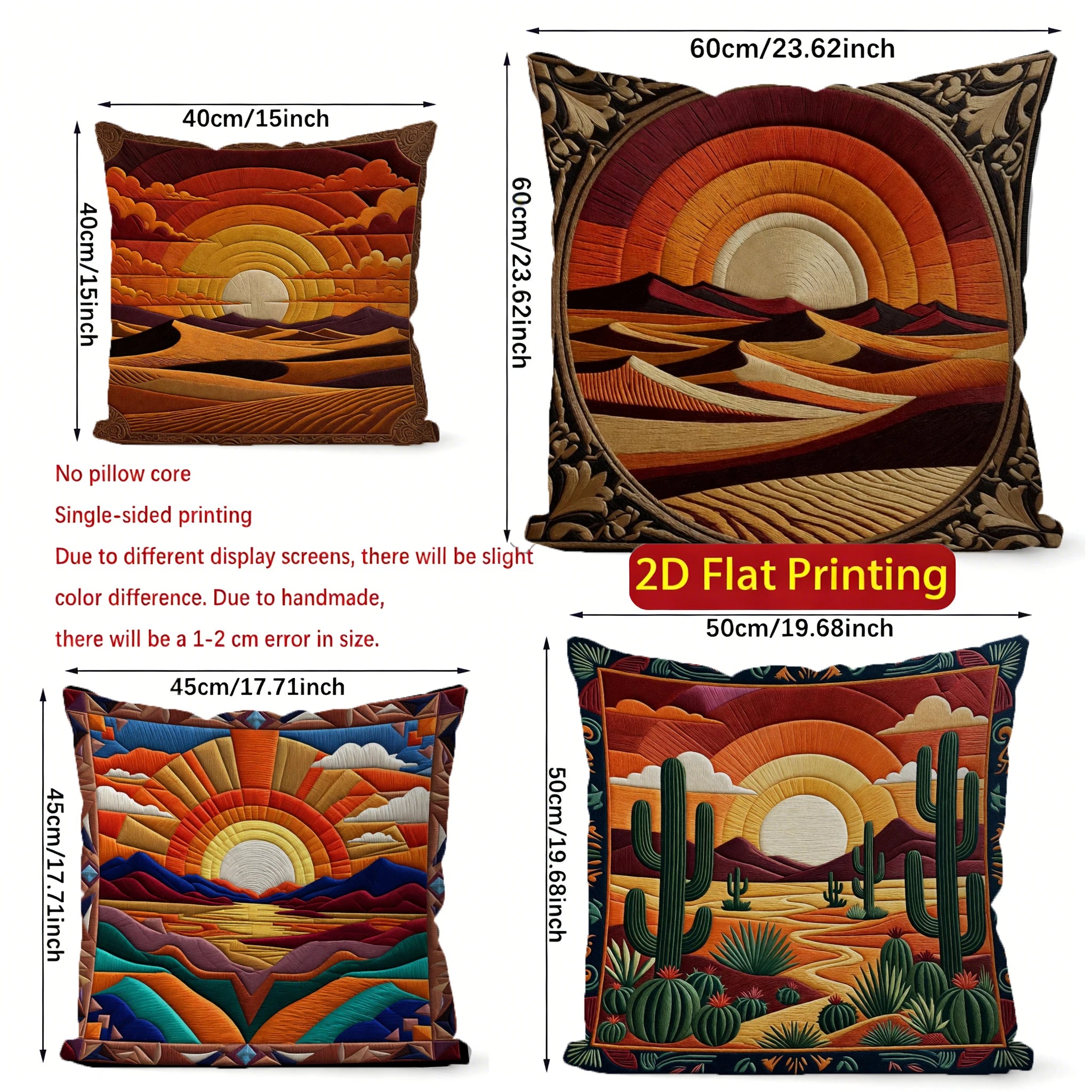 🌅🌿 Desert Sunset Boho Pillow Cover – Southwestern Decorative Throw Cushion