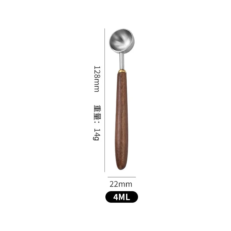 🌿☕ Artisan Walnut Coffee Scoop – Wooden Handle Stainless Steel Measuring Spoon