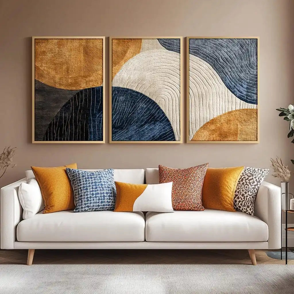 Japandi Nature Wall Art Set – 3-Piece Abstract Canvas Print Collection