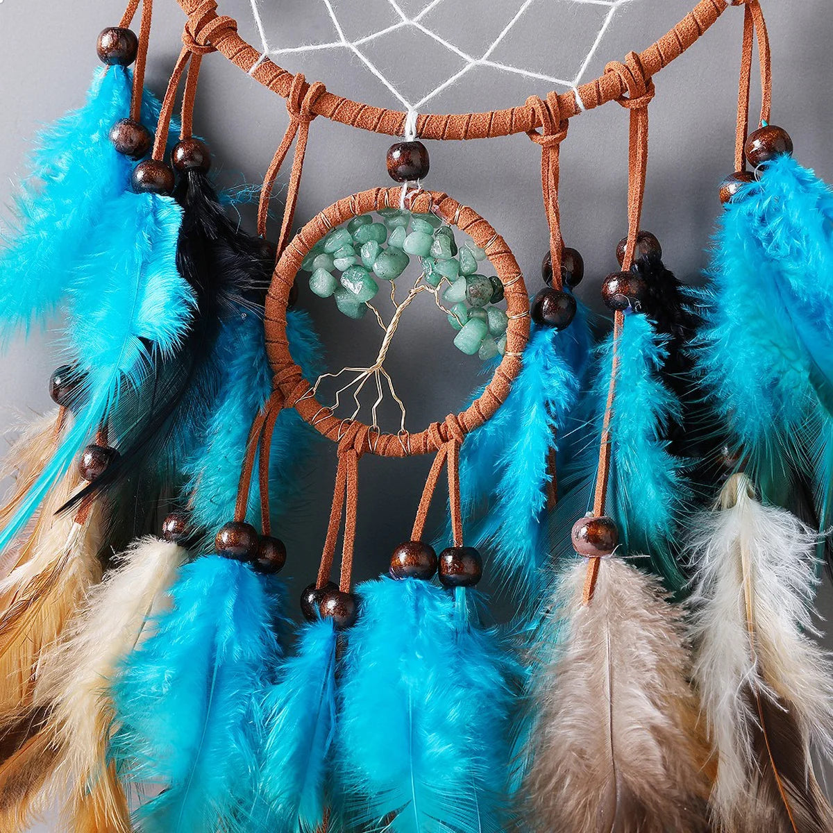 🪶🌙🤍 Boho Feather Dream Catcher – Handwoven Macramé Wall Hanging