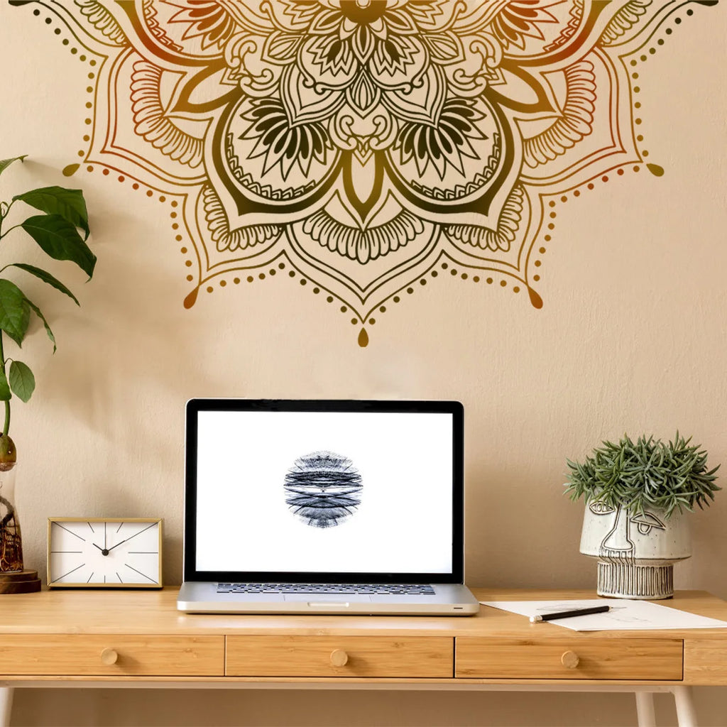 🪷🌿 Boho Lotus Mandala Wall Decals – Peel & Stick Meditation Wall Art