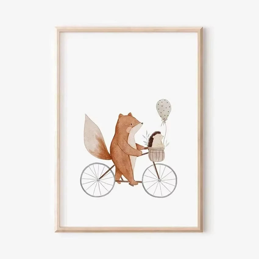 🐰🐻🐝🌸 Boho Friends Wall Art –  Animal Nursery Canvas Print