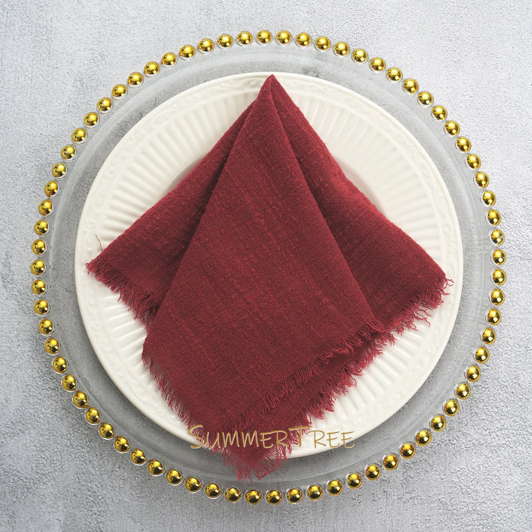 🌿🤍 Boho Cotton Gauze Napkins – Reusable Textured Table Linens (Set of 24)