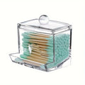🤍🌿 Acrylic Bathroom Apothecary Jar – Cotton Swab & Vanity Storage Canister