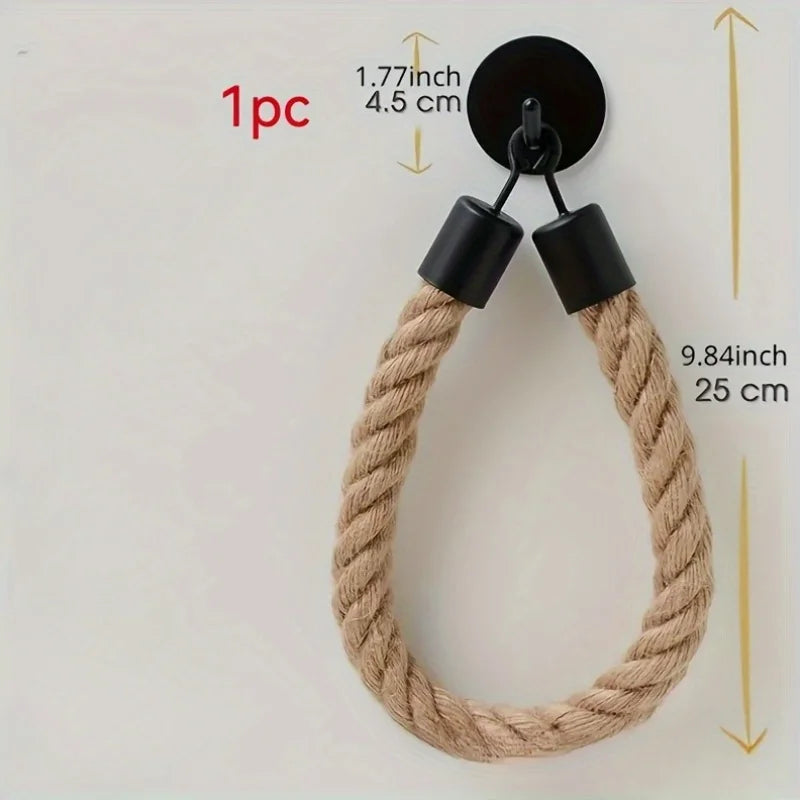 🧻🌿 Rustic Rope Toilet Paper Holder – Wall-Mounted Farmhouse Bathroom Organizer
