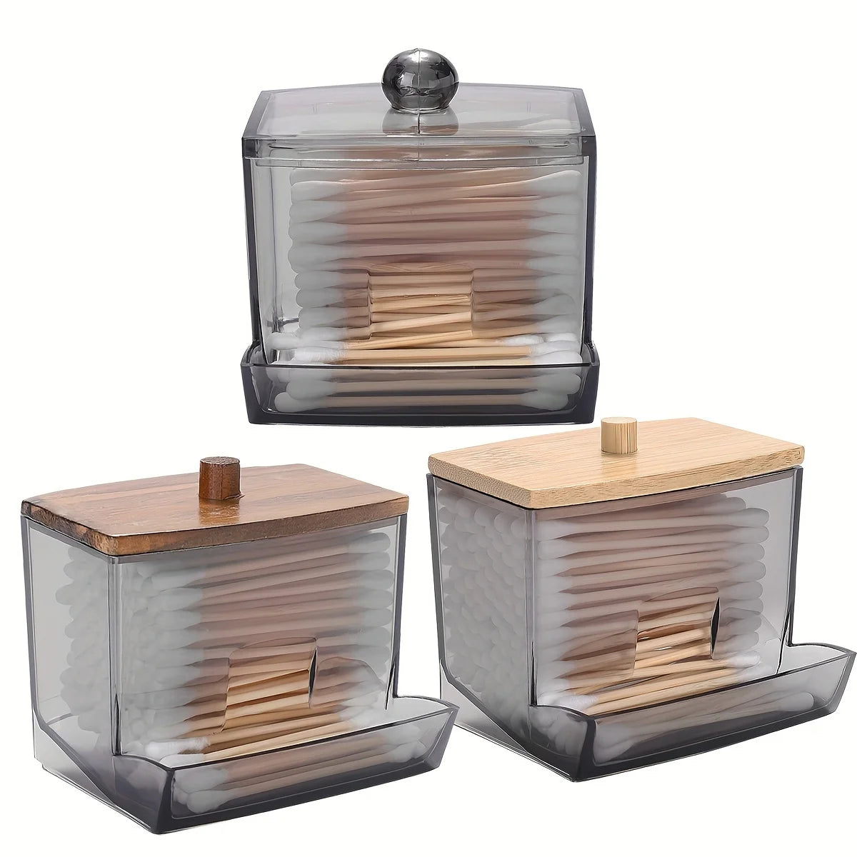 🤍🌿 Acrylic Bathroom Apothecary Jar – Cotton Swab & Vanity Storage Canister