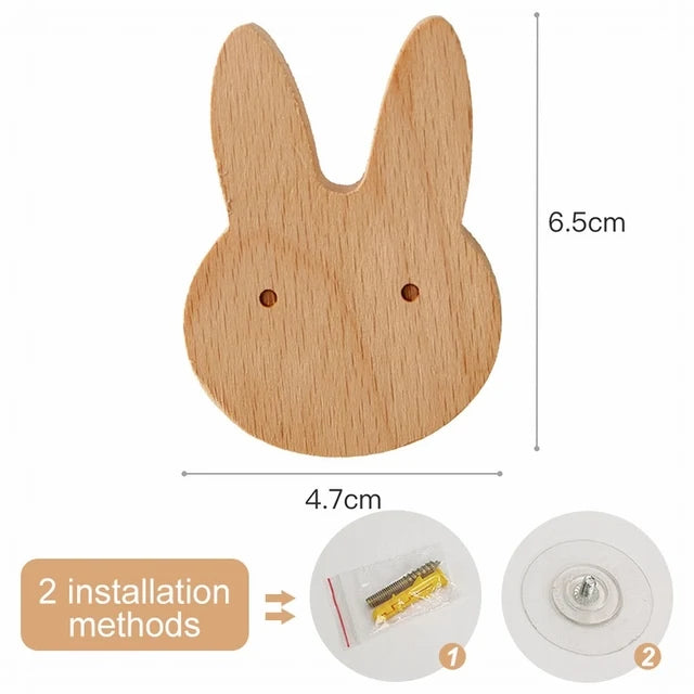 🌿 Woodland Animal Wall Hook – Decorative Wooden Coat & Key Holder