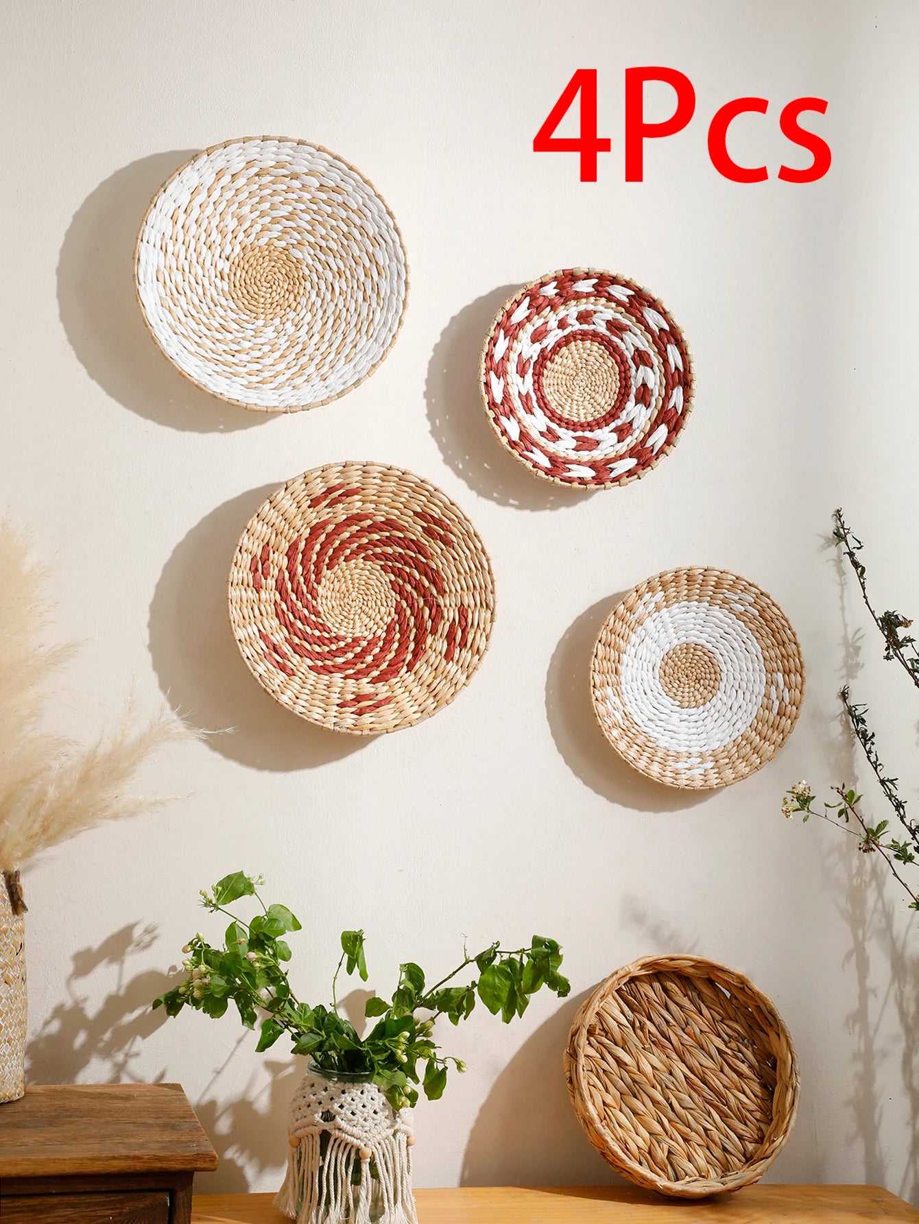 🌿🧺🤍 Boho Handwoven Seagrass Wall Basket – Natural Decorative Wall Art