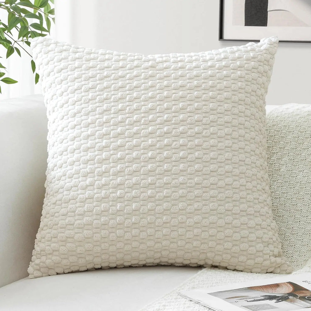 🌿🤍 Boho Striped Corduroy Pillow Cover – Farmhouse Decorative Throw Cushion