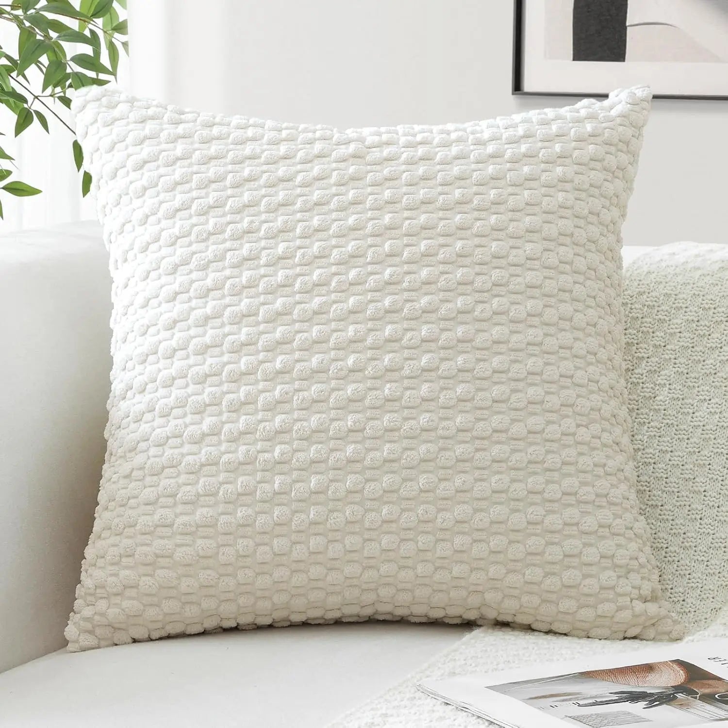 🌿🤍 Boho Striped Corduroy Pillow Cover – Farmhouse Decorative Throw Cushion