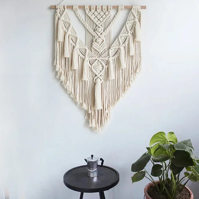 🌿🧶🤍 Boho Macramé Wall Hanging – Handwoven Geometric Tapestry