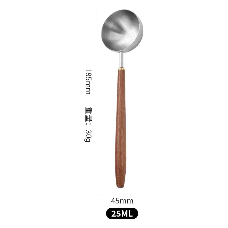 🌿☕ Artisan Walnut Coffee Scoop – Wooden Handle Stainless Steel Measuring Spoon