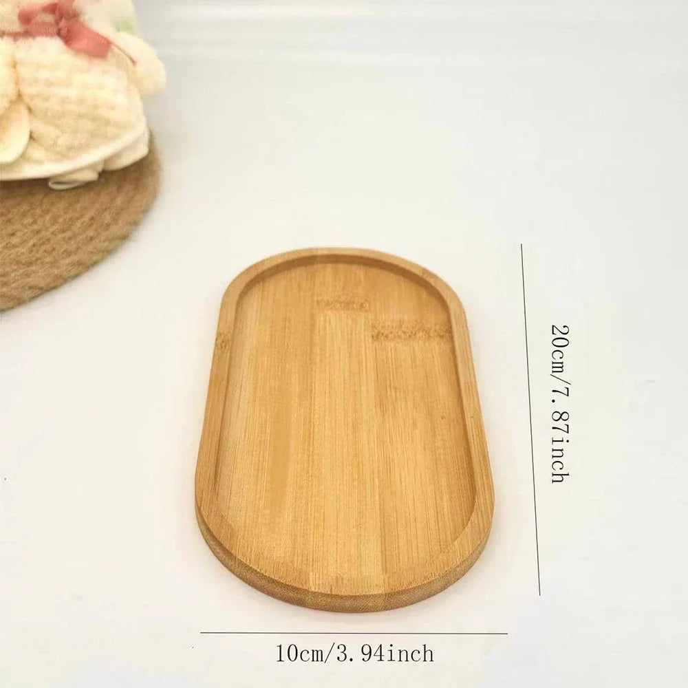 🌿 Natural Bamboo Coaster & Decorative Tray Set – Boho Tabletop Accent