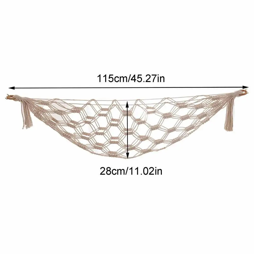 🌿🤍 Boho Macramé Toy Hammock – Hanging Stuffed Animal Storage Net