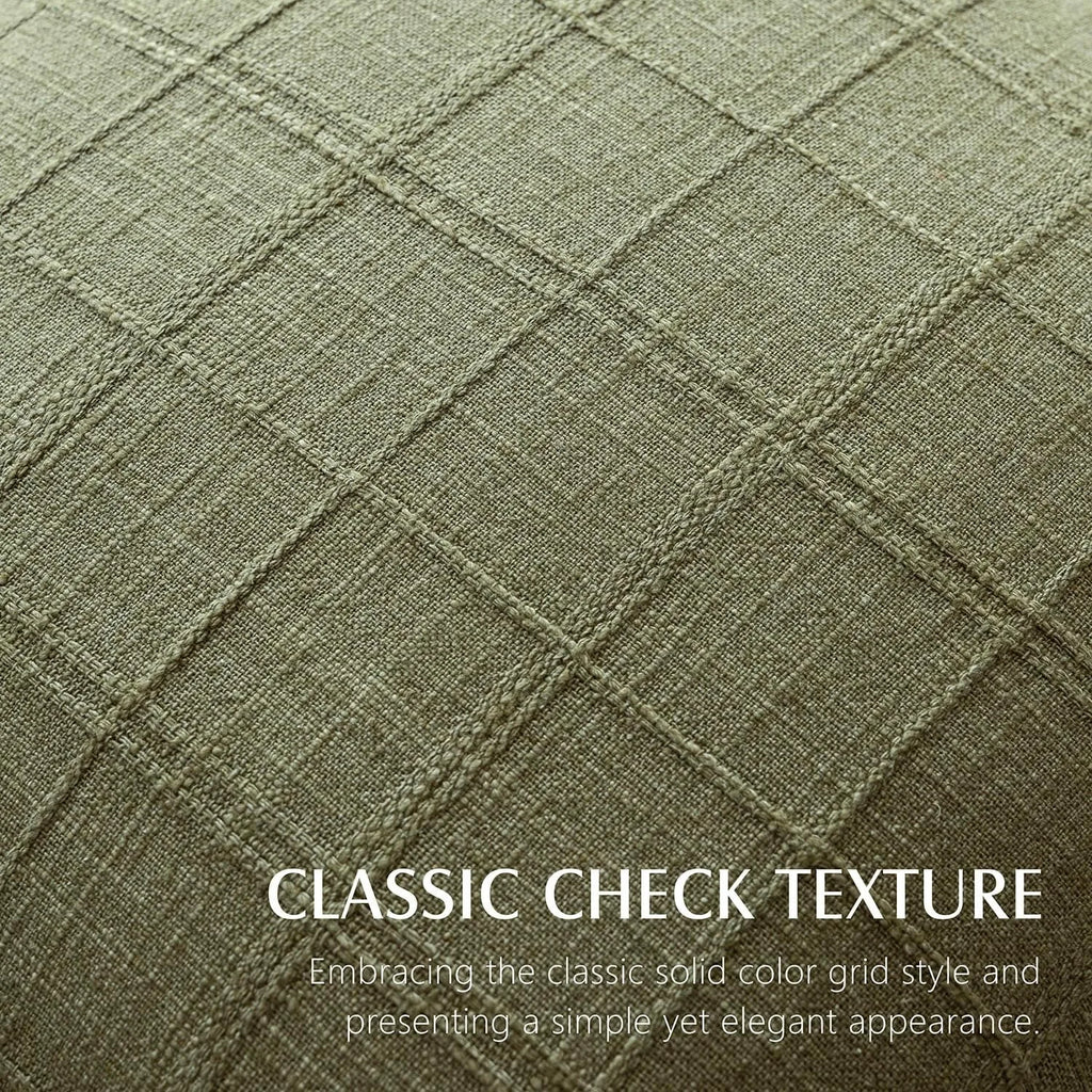 🌿🤍 Natural Linen Check Pillow Cover – Boho Farmhouse Decorative Cushion