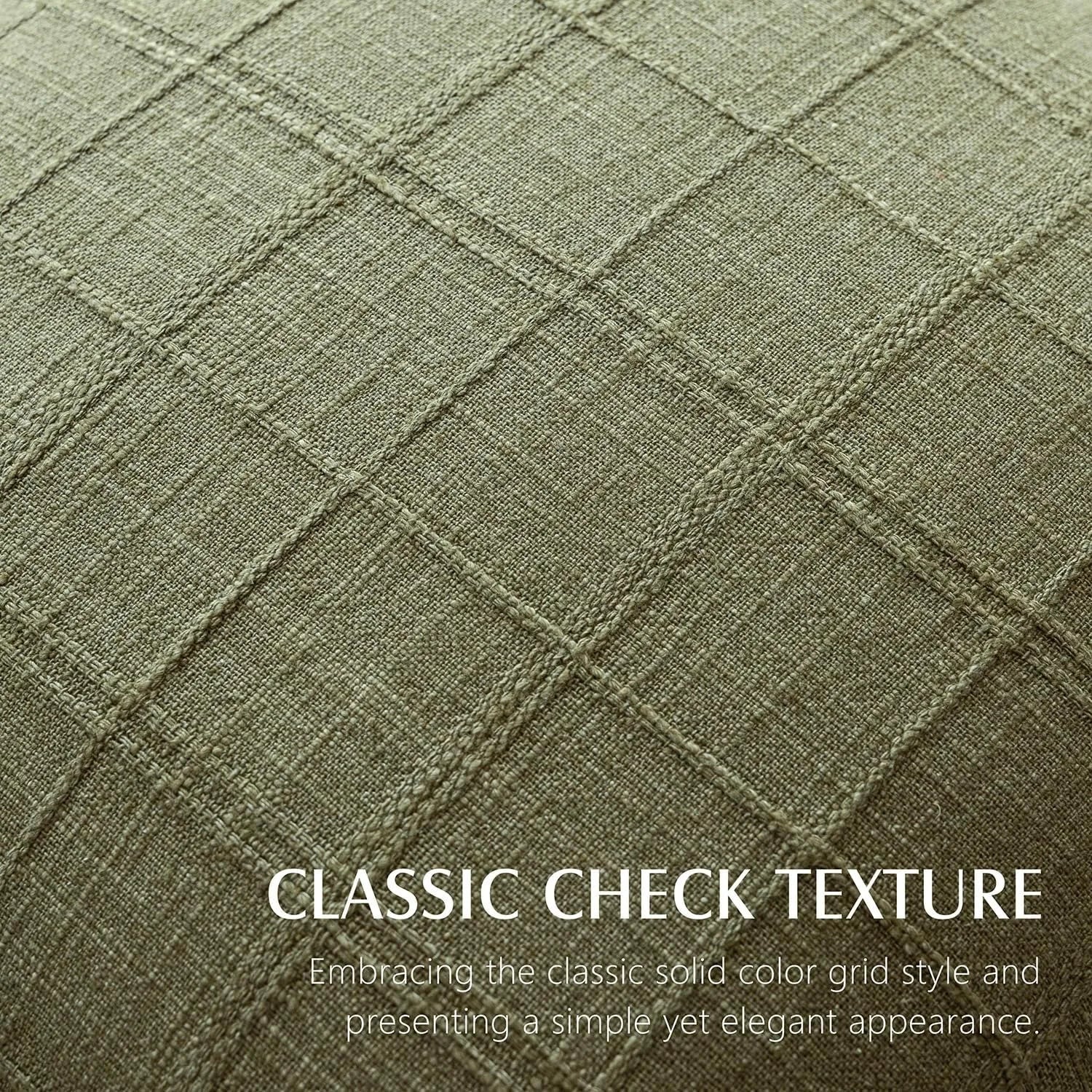 🌿🤍 Natural Linen Check Pillow Cover – Boho Farmhouse Decorative Cushion