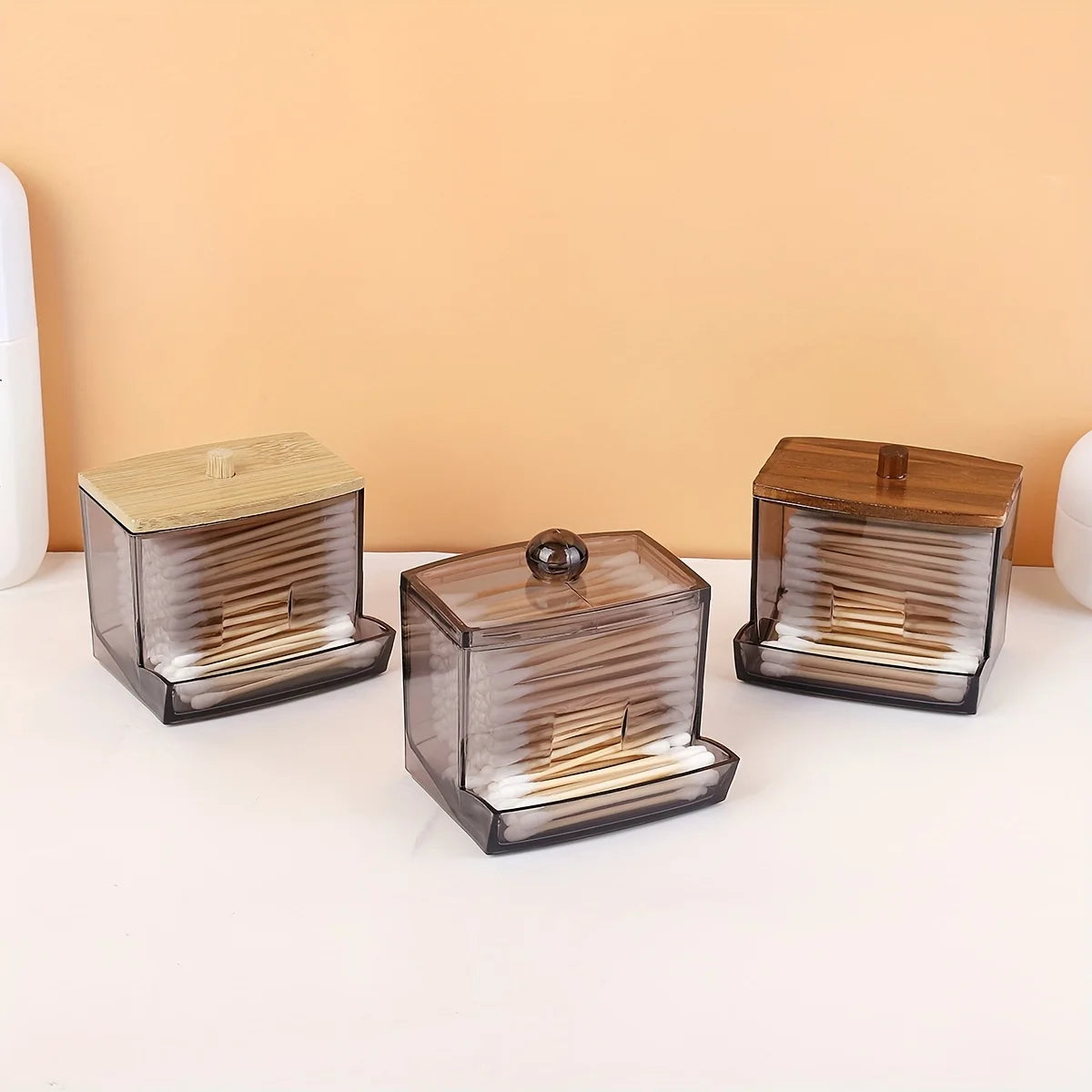 🤍🌿 Acrylic Bathroom Apothecary Jar – Cotton Swab & Vanity Storage Canister