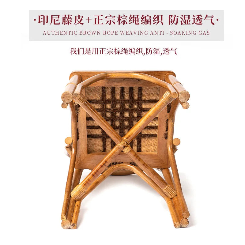 🌿🤍 Boho Rattan Dining Chair – Handwoven Accent Chair with Natural Backrest