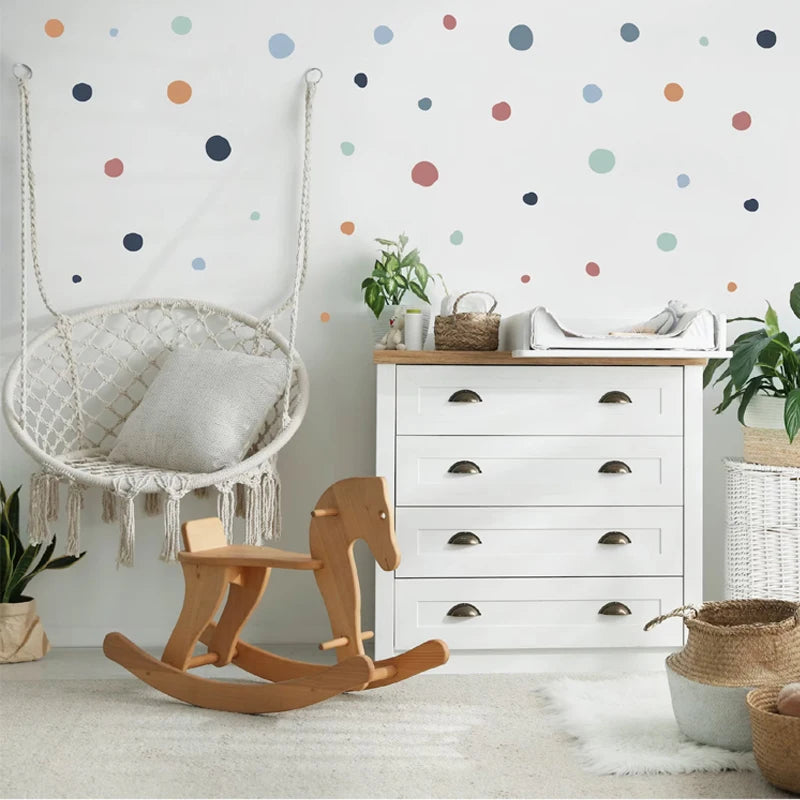 🤍 Boho Polka Dot Wall Decals – Peel & Stick Nursery Wall Art
