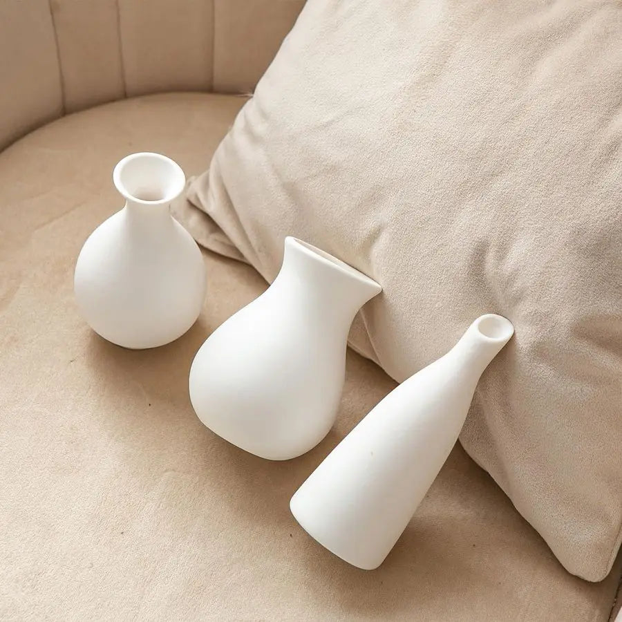 11-Piece White Ceramic Bud Vase Set – Modern Boho Home Décor