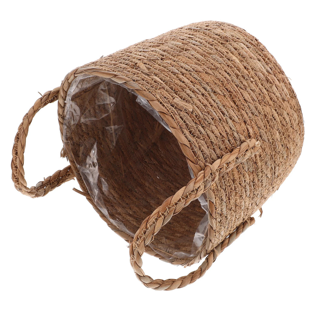 🌿🧺 Boho Seagrass Planter Basket – Handwoven Decorative Pot Cover with Liner