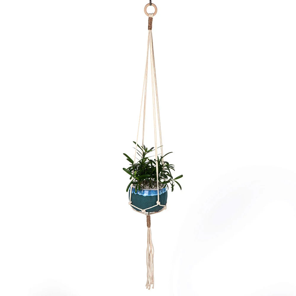 🌿🪴 Boho Macramé Plant Hanger – Handwoven Cotton Rope Hanging Planter