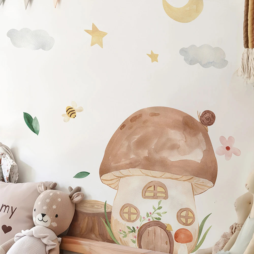 🐰🍄🌿 Boho Forest Friends Wall Decals – Woodland Nursery & Kids Room Wall Art