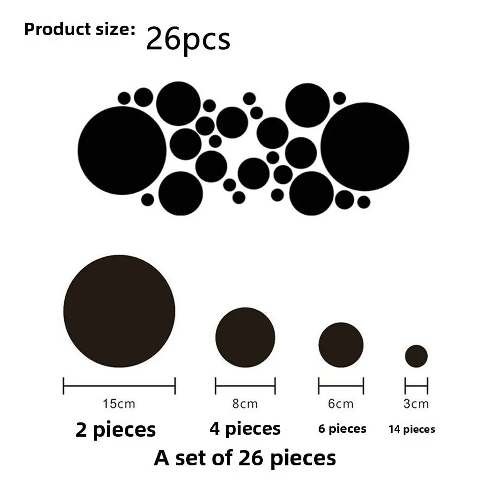 Round Acrylic Mirror Wall Décor Set – 26-Piece 3D Reflective Wall Art