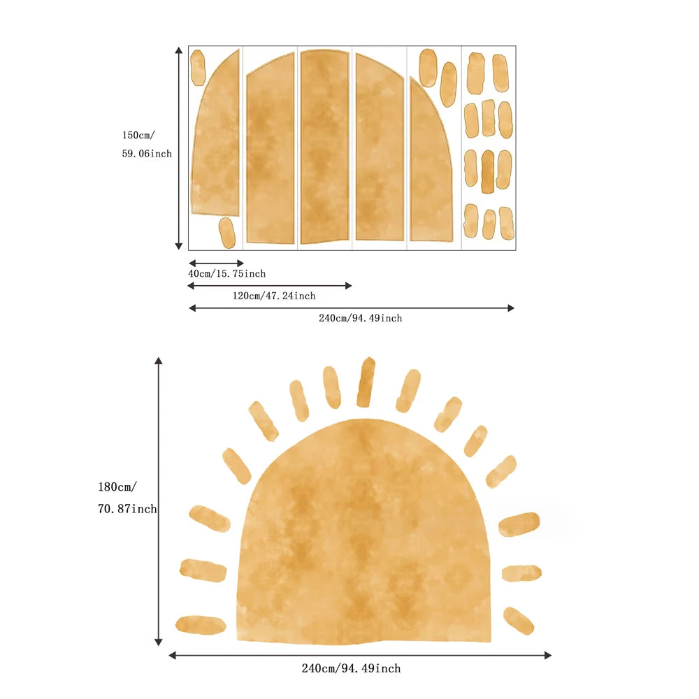 ☀️🌿 Boho Sun Wall Decals – Self-Adhesive Nursery & Kids Room Wall Art