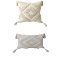 🌿🤍 Boho Tufted Lumbar Pillow Cover – Moroccan Embroidered Accent Cushion
