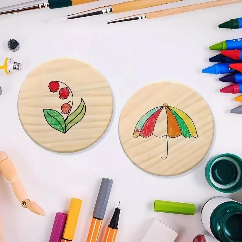 🌿 Natural Wood Coaster Blanks – DIY Craft & Home Décor Set (5 Pieces)