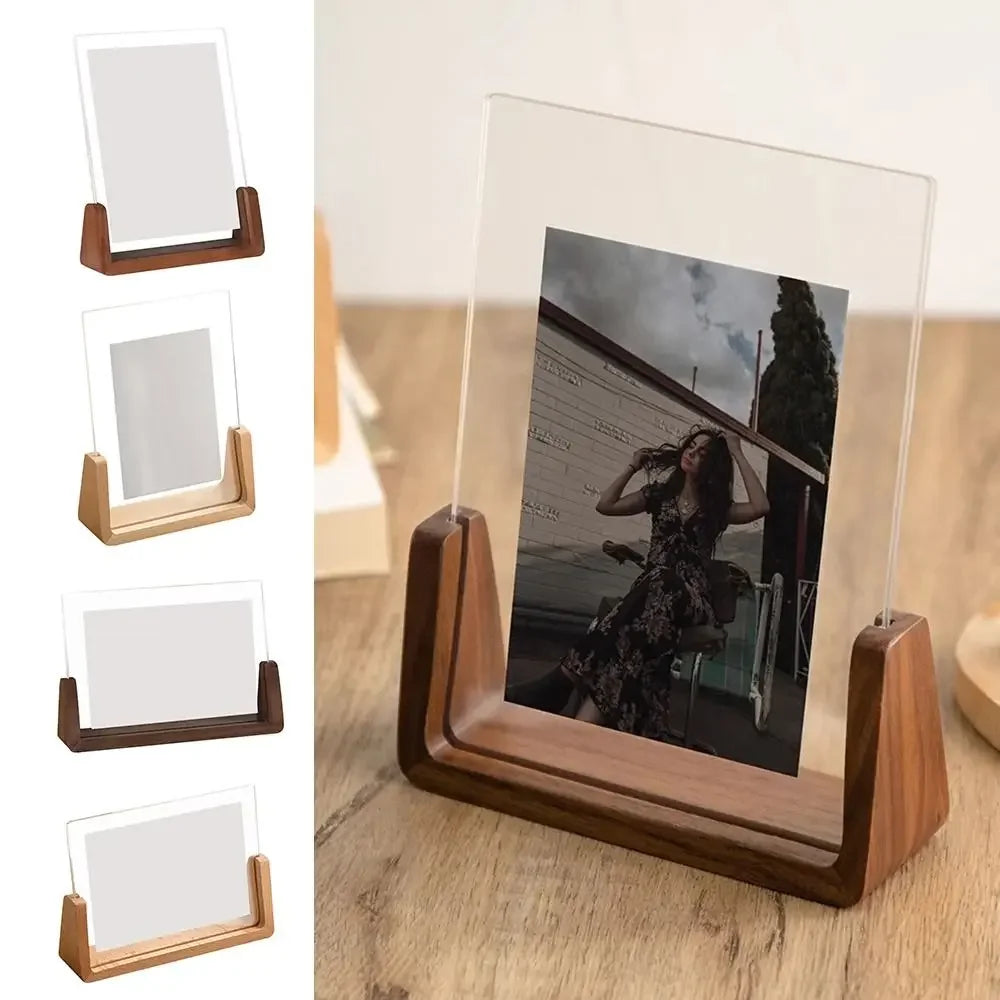 🖼️ Modern Wooden Acrylic Picture Frame – Walnut & Beech Desktop Photo Display