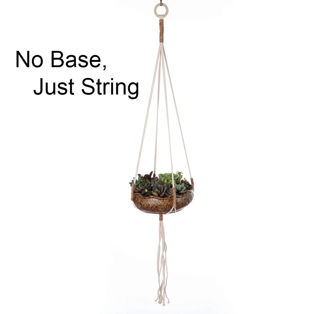 🌿🪴 Boho Macramé Plant Hanger – Handwoven Cotton Rope Hanging Planter