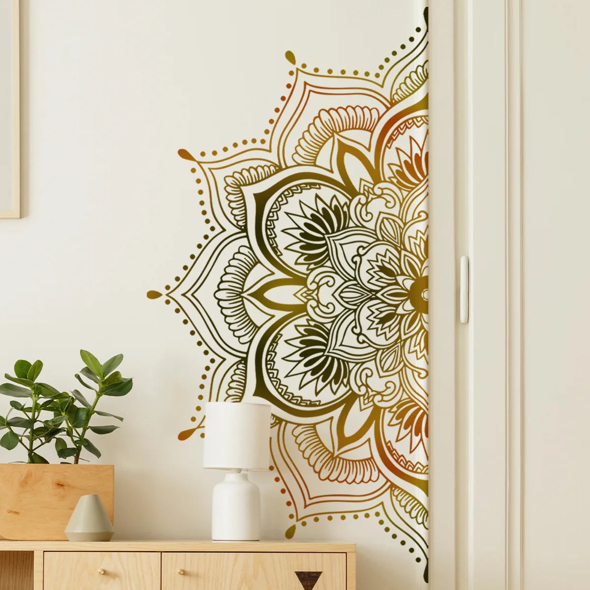 🪷🌿 Boho Lotus Mandala Wall Decals – Peel & Stick Meditation Wall Art