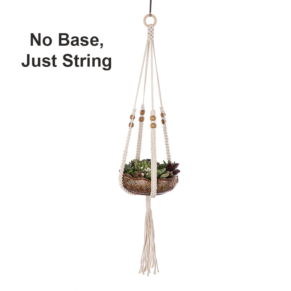 🌿🪴 Boho Macramé Plant Hanger – Handwoven Cotton Rope Hanging Planter