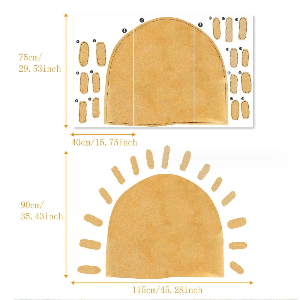 ☀️🌿 Boho Sun Wall Decals – Self-Adhesive Nursery & Kids Room Wall Art