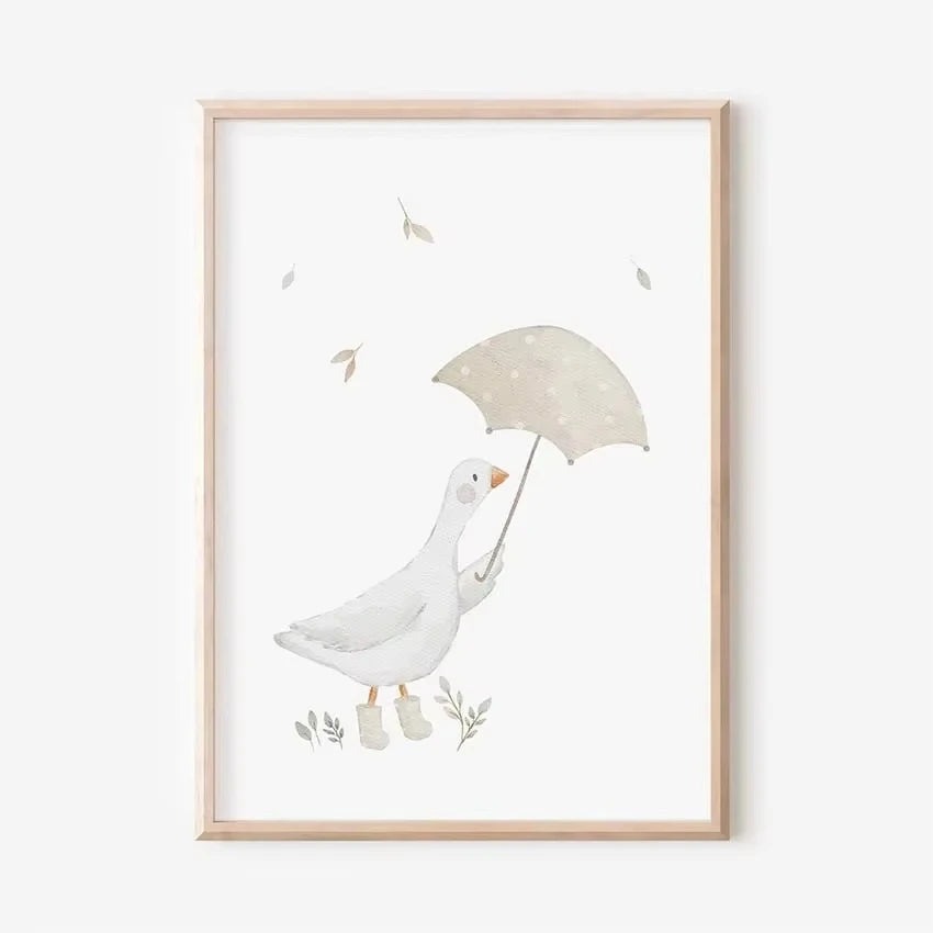 🐰🐻🐝🌸 Boho Friends Wall Art –  Animal Nursery Canvas Print