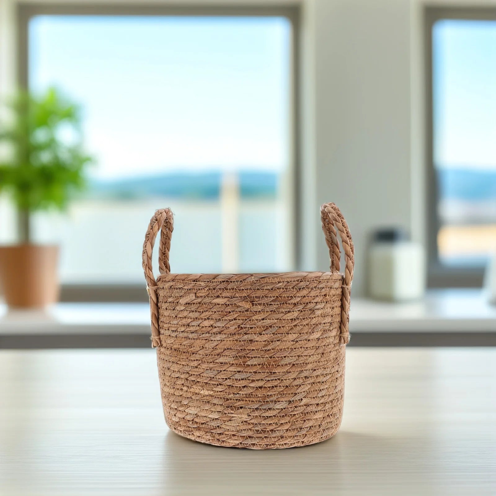 🌿🧺 Boho Seagrass Planter Basket – Handwoven Decorative Pot Cover with Liner