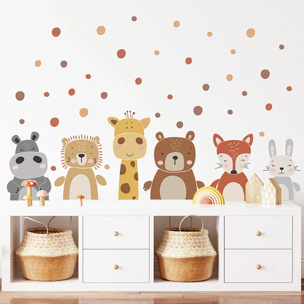 🦒🐻🤍 Boho Animal Wall Decals – Peel & Stick Nursery Animal Wall Art