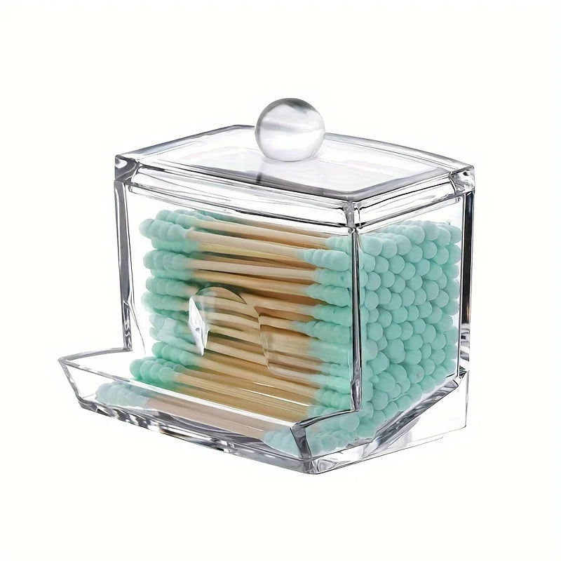🤍🌿 Acrylic Bathroom Apothecary Jar – Cotton Swab & Vanity Storage Canister