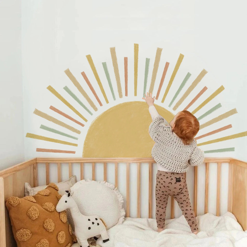 ☀️🌿🤍 Boho 3D Sun Wall Decal – Peel & Stick Nursery & Bedroom Wall Art