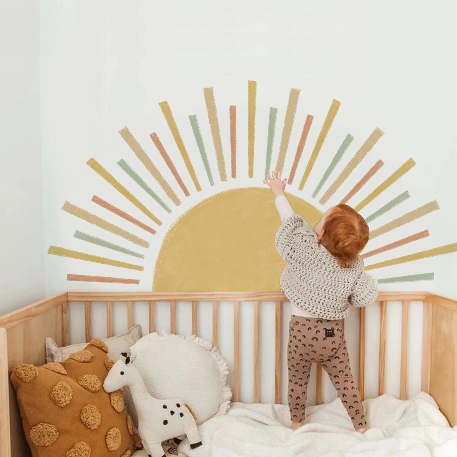☀️🌿🤍 Boho 3D Sun Wall Decal – Peel & Stick Nursery & Bedroom Wall Art