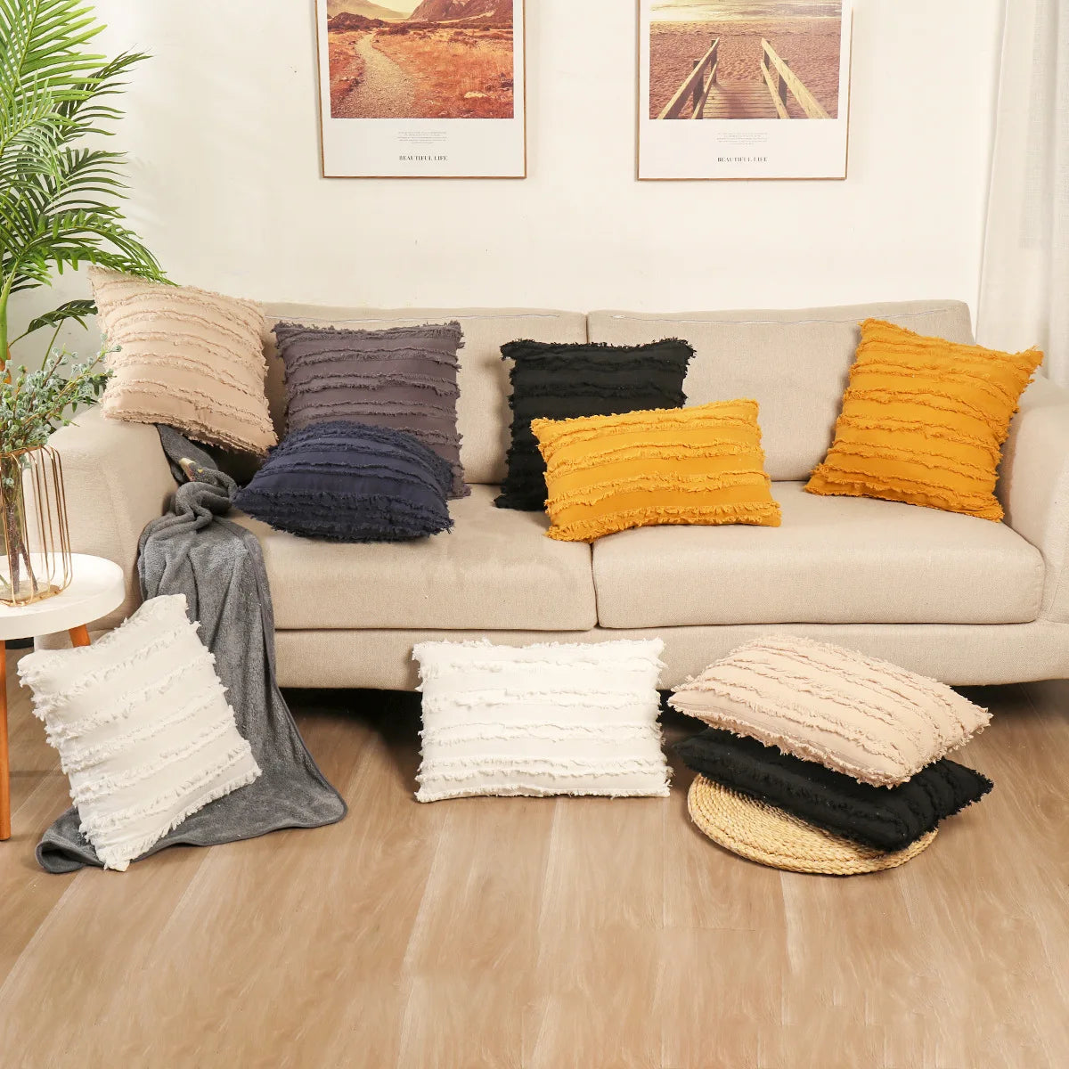 🌿🤍 Nordic Boho Pillow Cover – Decorative Throw Cushion for Sofa & Living Room